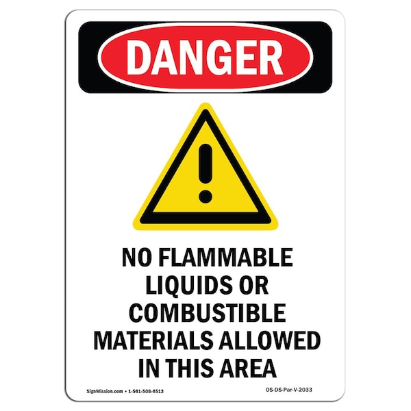 Safety Sign, OSHA Danger, 5" Height, Portrait, D-35-V-2033-10PK